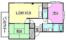 フォブール平田 2LDKの間取図画像