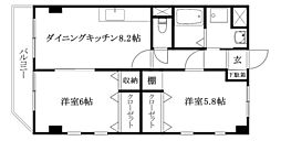 ラポールde華夢 2DKの間取図画像