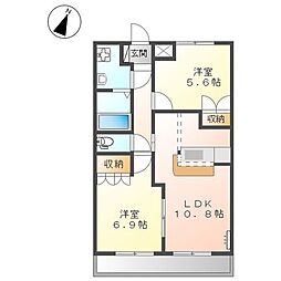 ティアレ 2LDKの間取図画像