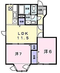 ウエストコートA 2LDKの間取図画像