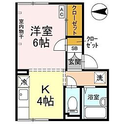 コーポ岩崎 1Kの間取図画像