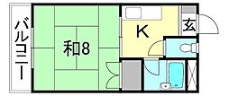 福岡マンション 1Kの間取図画像