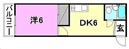 コテージ桜館 1DKの間取図画像