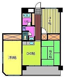 第90杉フラット 3Kの間取図画像