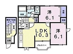 サンパティーク 2LDKの間取図画像