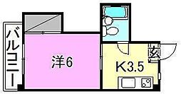 メゾン湯渡 1Kの間取図画像