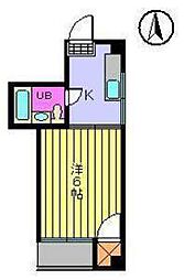 第4杉フラット 1Kの間取図画像