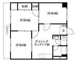グレース北斎院 3DKの間取図画像