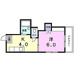 オックスフォードサーカスクワバラ3 1Kの間取図画像