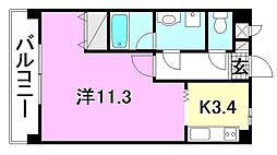 サンシャイン三洋No.2 1Kの間取図画像