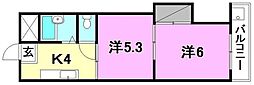 第7みのりハイツ愛光 2Kの間取図画像