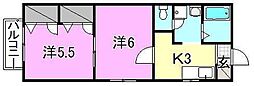 フレグランス竹田D 2Kの間取図画像