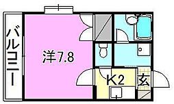 湯築ロジュマン1 1Kの間取図画像