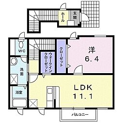 クレストール林A 1LDKの間取図画像