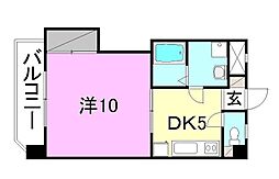 キャッスル千舟 1DKの間取図画像