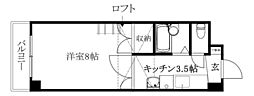 サンフィールド21 1Kの間取図画像