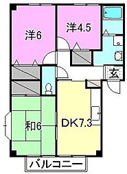 フォブール岡田 3DKの間取図画像