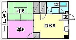 オックスフォード・サーカス保免 2DKの間取図画像