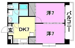 アプリーテ2 2DKの間取図画像