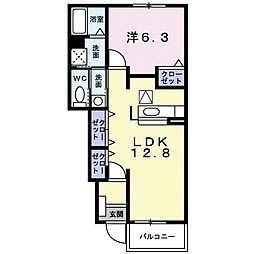 ウエスト・ブリーズ 1LDKの間取図画像