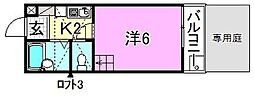 フレグランス北条 1Kの間取図画像