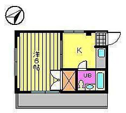 カーサ衣舞 1Kの間取図画像