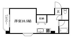 サンシャイン三洋 ワンルームの間取図画像
