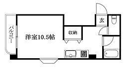 サンシャイン三洋 ワンルームの間取図画像
