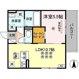 ベルナシェンテ南松山 1LDKの間取図画像