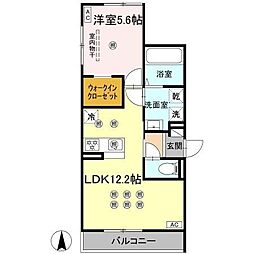 ベルナシェンテ南松山 1LDKの間取図画像