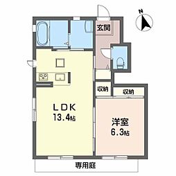 クレセオ・サクラB 1LDKの間取図画像