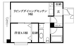 ヴェルデ・ビュー大手町 1LDKの間取図画像