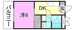 第二ミサワハウス 1DKの間取図画像