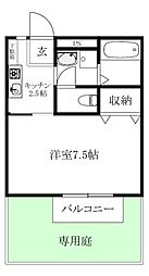 ディアハイム中村 1Kの間取図画像