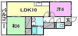 キャッスル森田A 2LDKの間取図画像