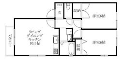 キャッスル森田A 2LDKの間取図画像