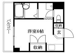 リバーサイド・ハイツ三原 ワンルームの間取図画像