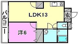 倖久三番町ビル 2LDKの間取図画像