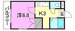 桑原マンション 1Kの間取図画像