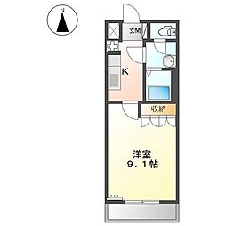 シェルル南方 1Kの間取図画像