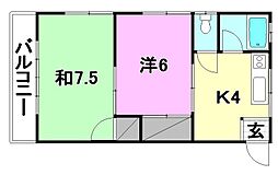 アパートメントセイケ 2Kの間取図画像