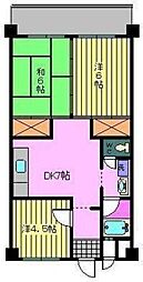 第87杉フラット 3DKの間取図画像