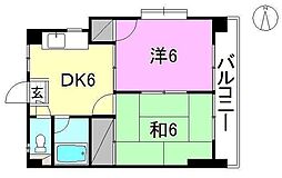 ハイツ居村 2DKの間取図画像