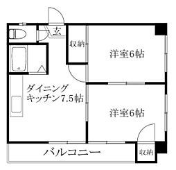グレース立花7 2DKの間取図画像