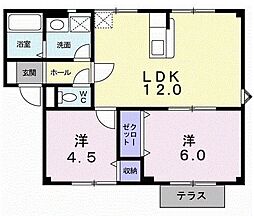メゾン花梨2 2LDKの間取図画像