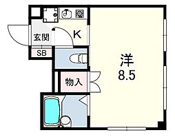 峰住吉ハイツ 1Kの間取図画像