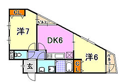 シャトル・K 2DKの間取図画像
