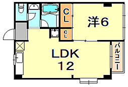 メープル御影中町 1LDKの間取図画像