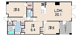 パークシュロス芦屋 3LDKの間取図画像