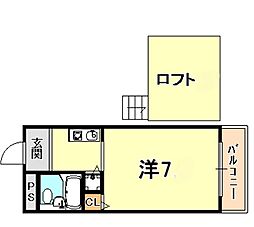 メインステージ芦屋茶屋之町 1Kの間取図画像